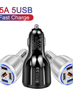 15W Quick Charge 5USB QC3.0 Car Charger